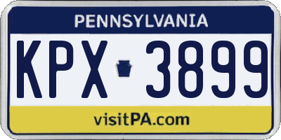 PA license plate KPX3899