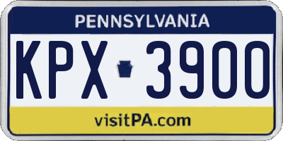 PA license plate KPX3900