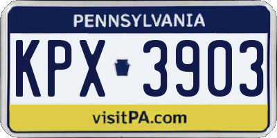 PA license plate KPX3903