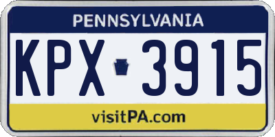 PA license plate KPX3915