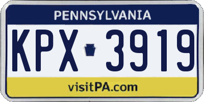 PA license plate KPX3919