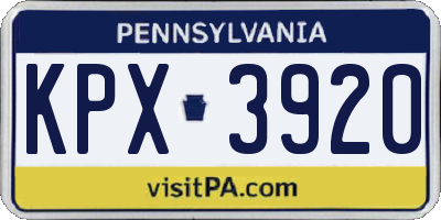 PA license plate KPX3920