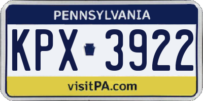PA license plate KPX3922