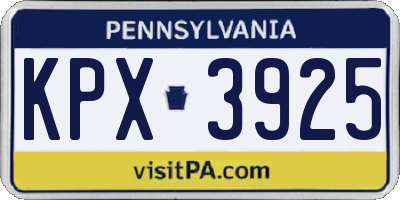 PA license plate KPX3925