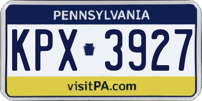 PA license plate KPX3927