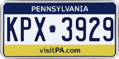 PA license plate KPX3929