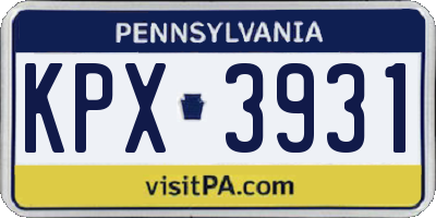 PA license plate KPX3931