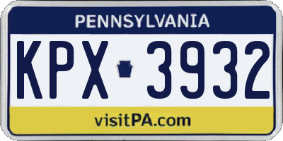 PA license plate KPX3932