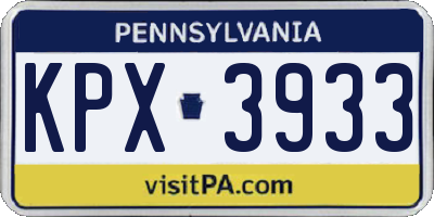 PA license plate KPX3933