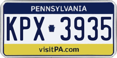 PA license plate KPX3935