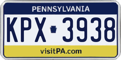 PA license plate KPX3938