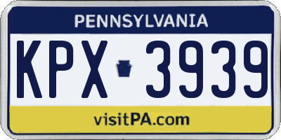 PA license plate KPX3939