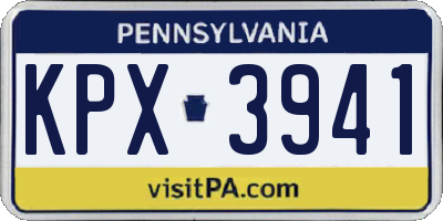 PA license plate KPX3941