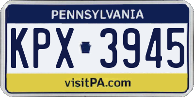 PA license plate KPX3945