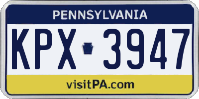PA license plate KPX3947