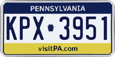 PA license plate KPX3951