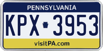PA license plate KPX3953