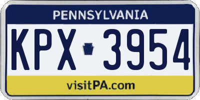 PA license plate KPX3954