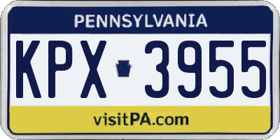 PA license plate KPX3955