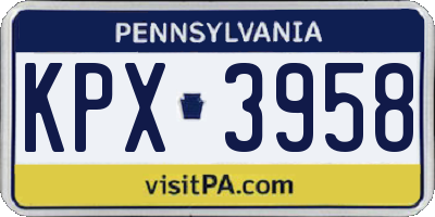 PA license plate KPX3958