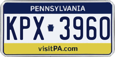 PA license plate KPX3960