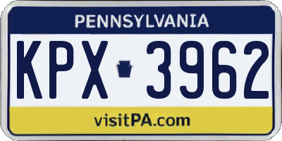PA license plate KPX3962