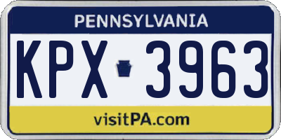 PA license plate KPX3963
