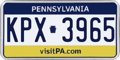 PA license plate KPX3965