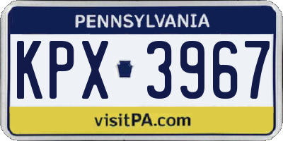 PA license plate KPX3967
