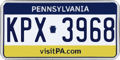 PA license plate KPX3968