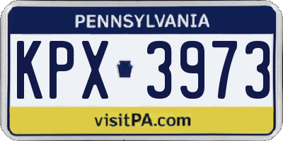 PA license plate KPX3973