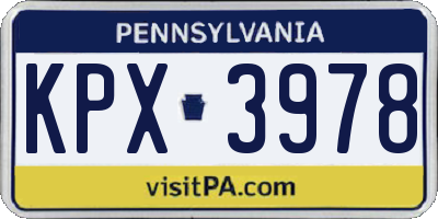 PA license plate KPX3978