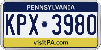 PA license plate KPX3980