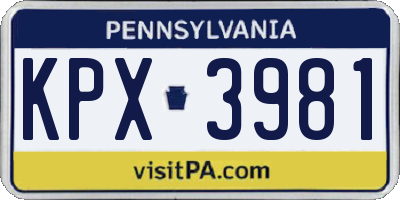 PA license plate KPX3981