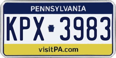 PA license plate KPX3983