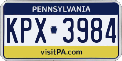 PA license plate KPX3984