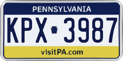 PA license plate KPX3987