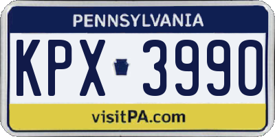 PA license plate KPX3990