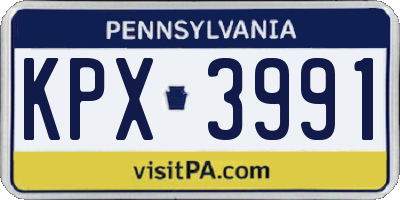 PA license plate KPX3991