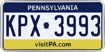 PA license plate KPX3993