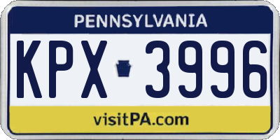 PA license plate KPX3996
