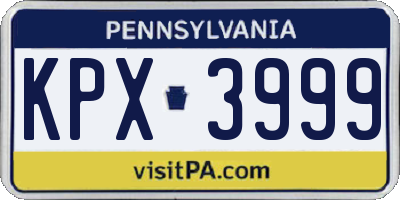 PA license plate KPX3999