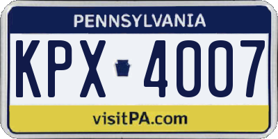 PA license plate KPX4007