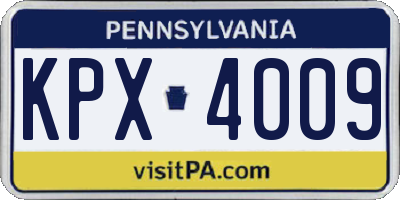 PA license plate KPX4009