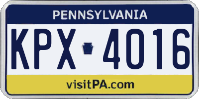 PA license plate KPX4016