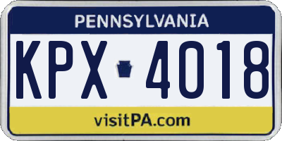 PA license plate KPX4018