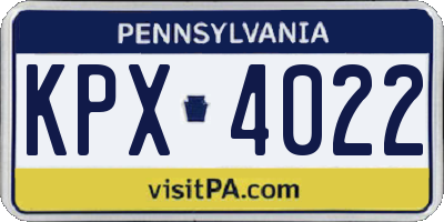 PA license plate KPX4022