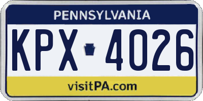 PA license plate KPX4026