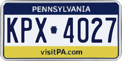 PA license plate KPX4027