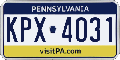 PA license plate KPX4031